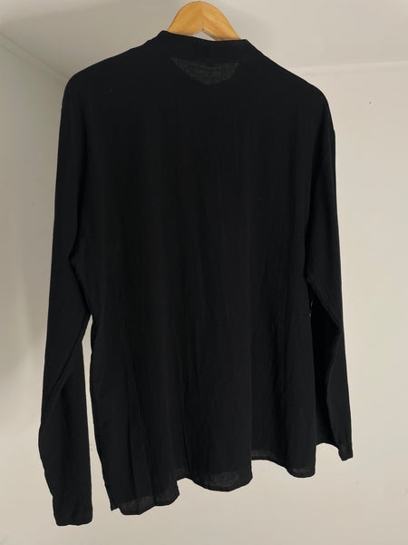 Black Linen Button Top L