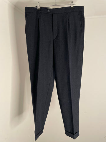 Navy Wool Pleat Trouser 46