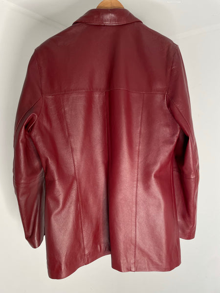 Deep Red Leather Jacket XL