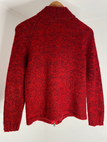 Vintage Prada Red Mohair Zip Sweater M