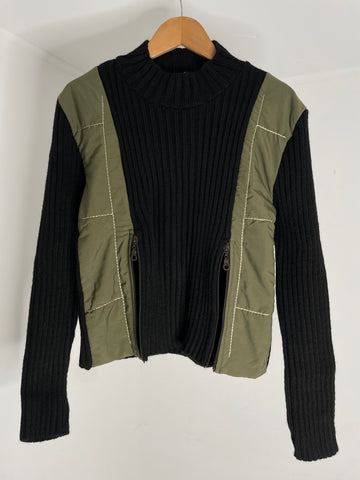 Olive Zip Sweater S