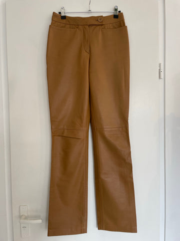 Caramel Leather Trouser 38