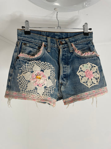 Crochet Denim Shorts 32x27