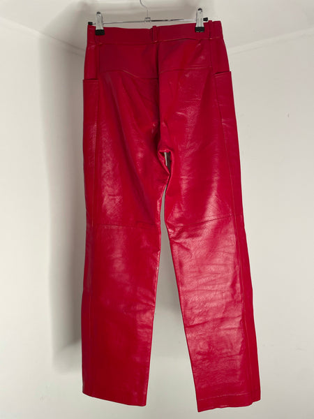 Fire Red Leather Trouser 36