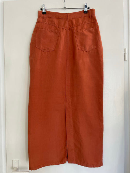 Rust Linen Skirt 38