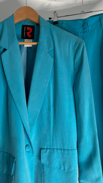 Turquoise Silk Suit M