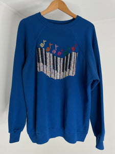 Sequin Piano Cobalt Sweatshirt L