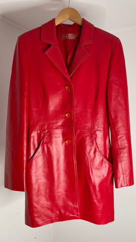 Red Leather Mid Jacket S