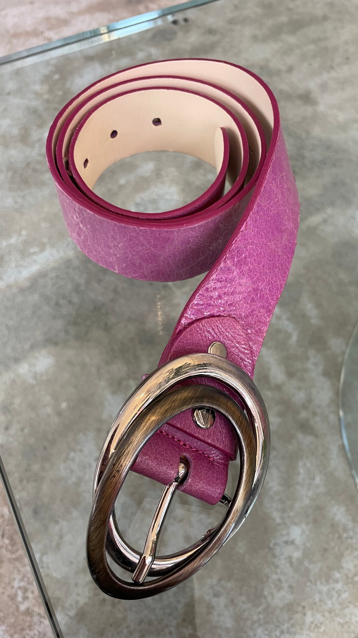 Pink Leather Belt