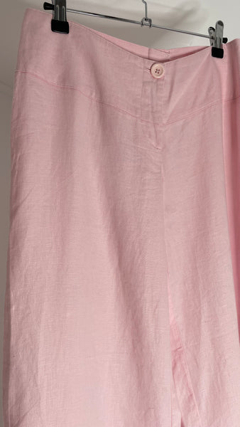 Pink Linen Wide Trousers M