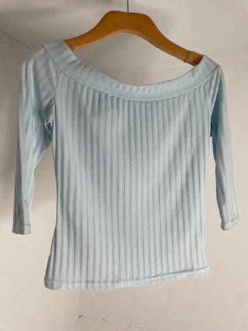 Blue Stripes Shoulder Top M