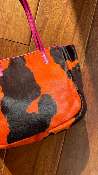 Pony Orange Pink Leather Bag