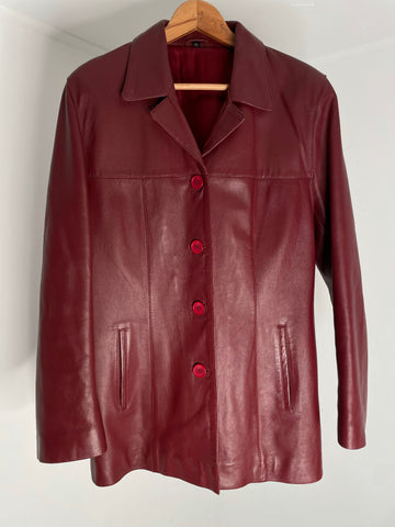 Deep Red Leather Jacket XL