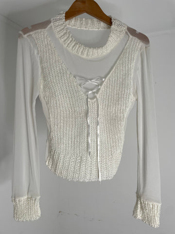 Sheer Tie Sweater S/M