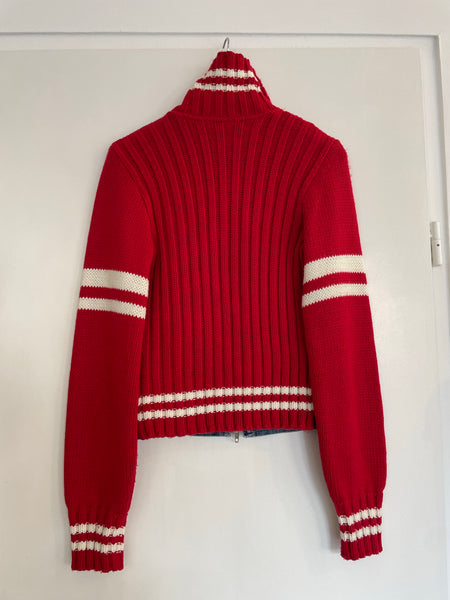 Denim Red Sweater Zip S/M