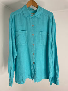 Turquoise Linen Top L