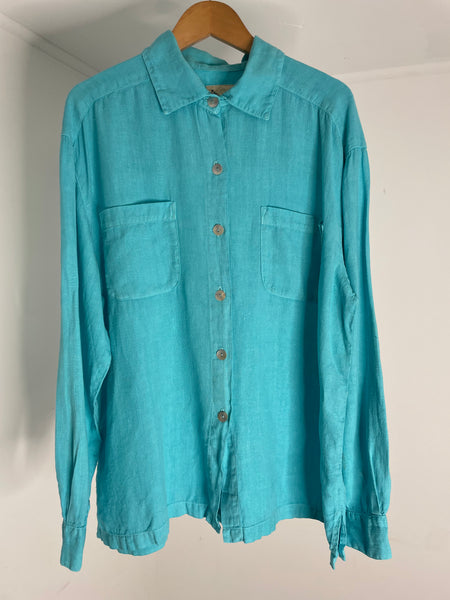 Turquoise Linen Top L