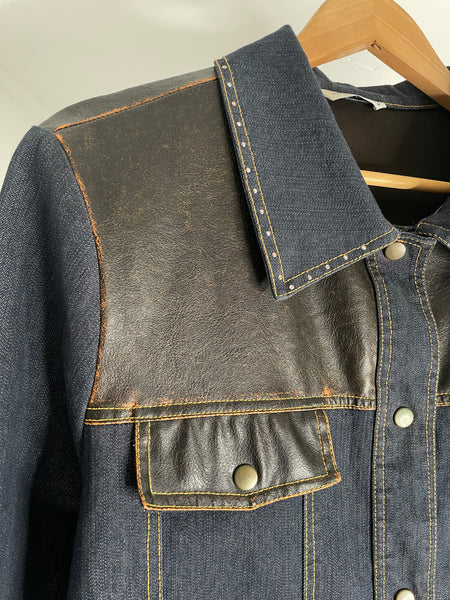 Denim Leather Jacket L
