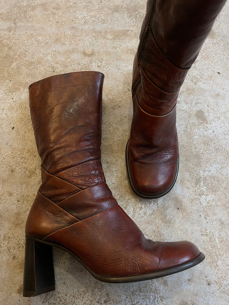 Brown Square Boots 40