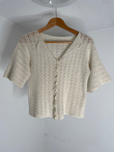 Crochet Hand Knit Sweater S