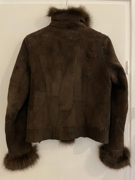 Chocolate Paneled Fur Jacket 38