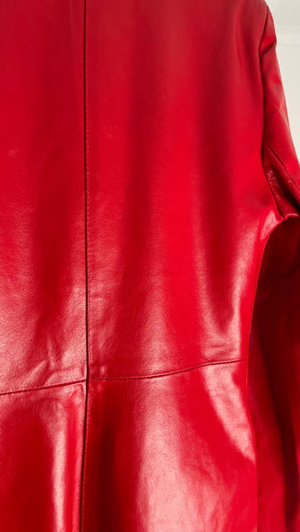 Red Leather Mid Jacket S