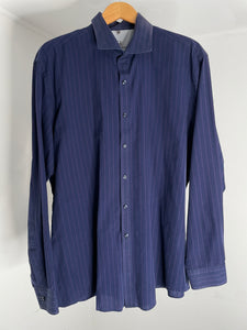 Purple Stripe Button Shirt L