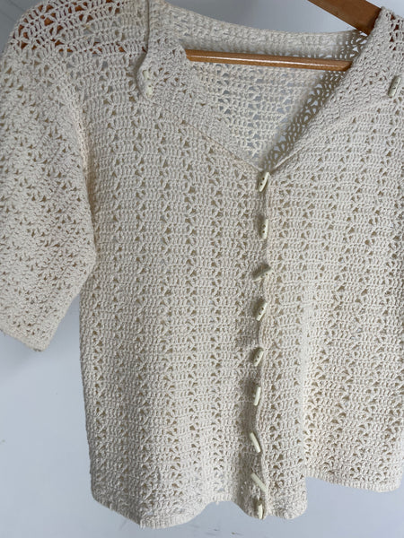 Crochet Hand Knit Sweater S