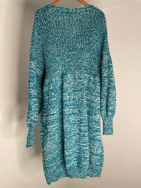 Chunky Blue Wool Cardi XL