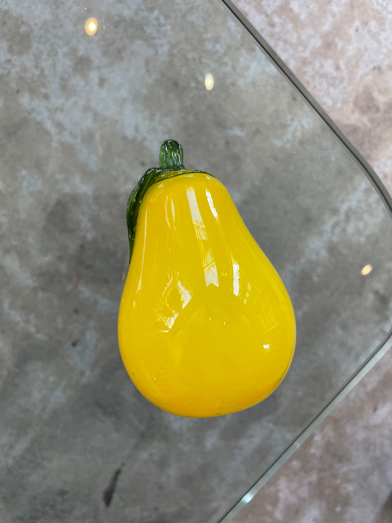 Murano Yellow Pear Glass Fruit
