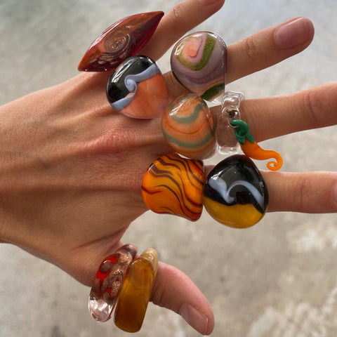 Murano Glass Large Ring Collection