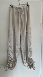 Silky Champagne Cargo Pants 38
