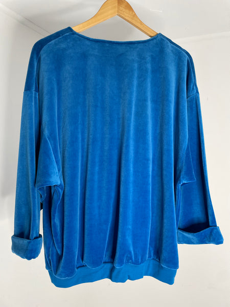 Blue Velvet Loose Sweatshirt L