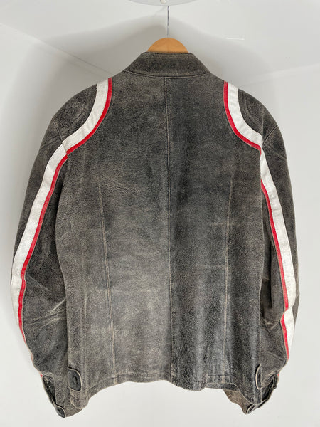 Red Stripe Leather Jacket 54