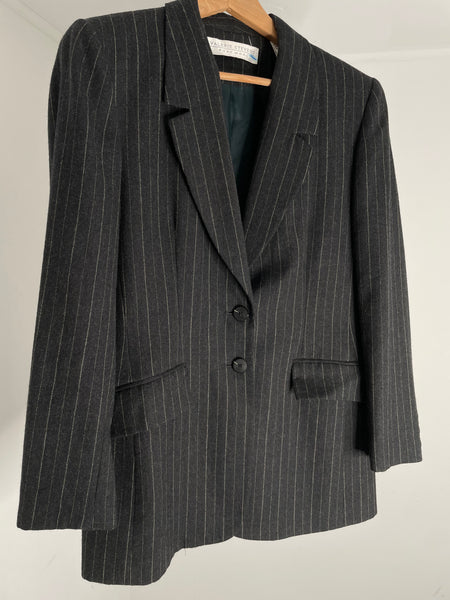 Pinstripe Grey Wool Blazer M