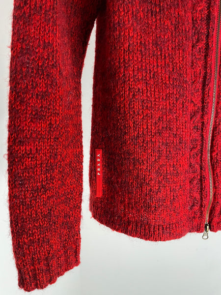 Vintage Prada Red Mohair Zip Sweater M