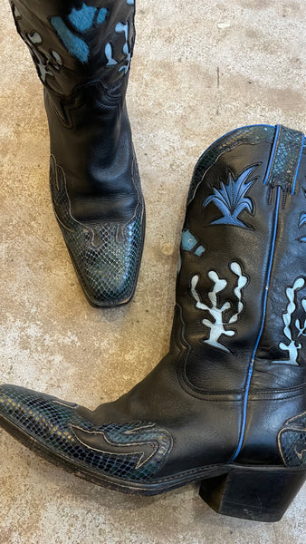 Blue Cactus Cowboy Boots 39