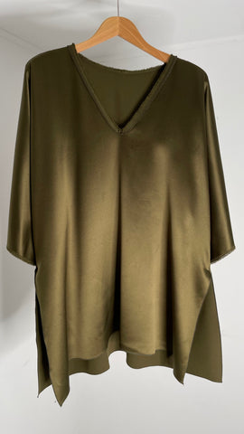 Olive Silk Tunic XL