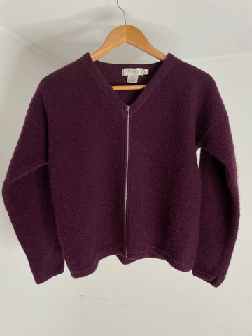 Plum Wool Zip Sweater S