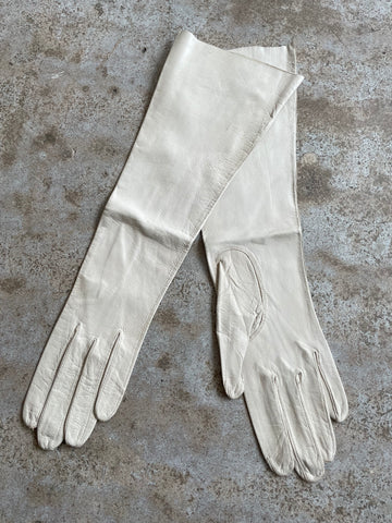 White Leather Gloves 7