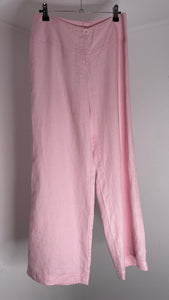 Pink Linen Wide Trousers M