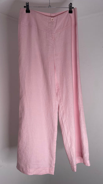 Pink Linen Wide Trousers M