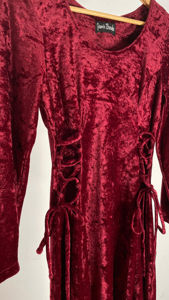 Red Velour Braid Dress M