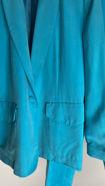 Turquoise Silk Suit M