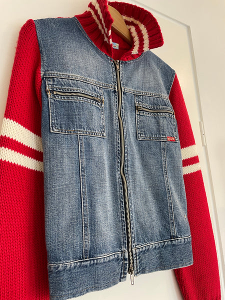 Denim Red Sweater Zip S/M
