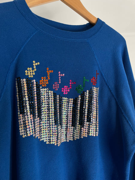 Sequin Piano Cobalt Sweatshirt L