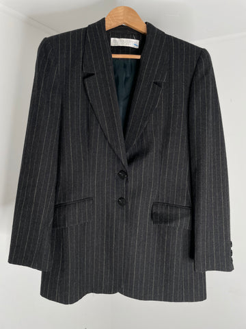 Pinstripe Grey Wool Blazer M