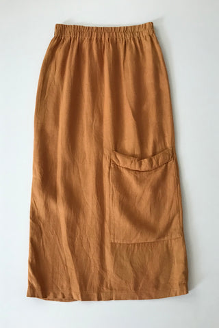 Linen Orange Skirt M