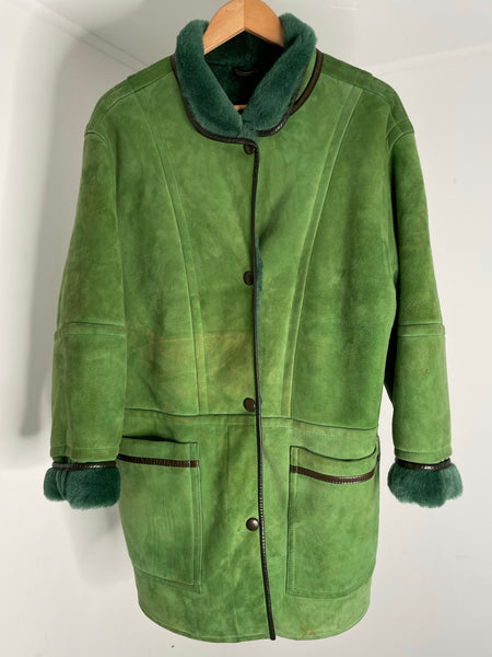 Lime Shearling Jacket M