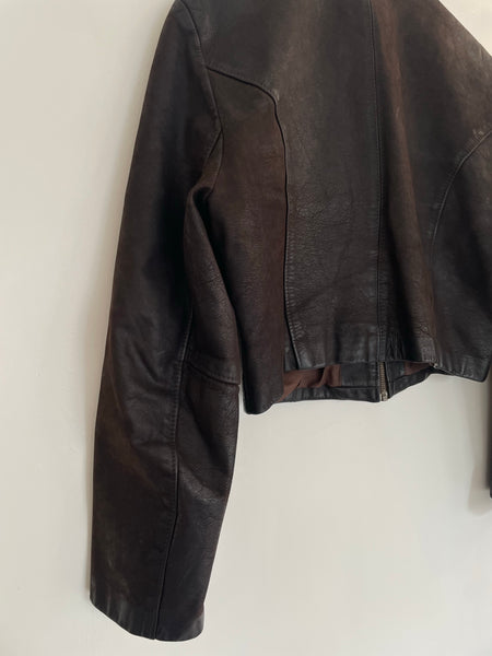 Deep Brown Leather Jacket 38